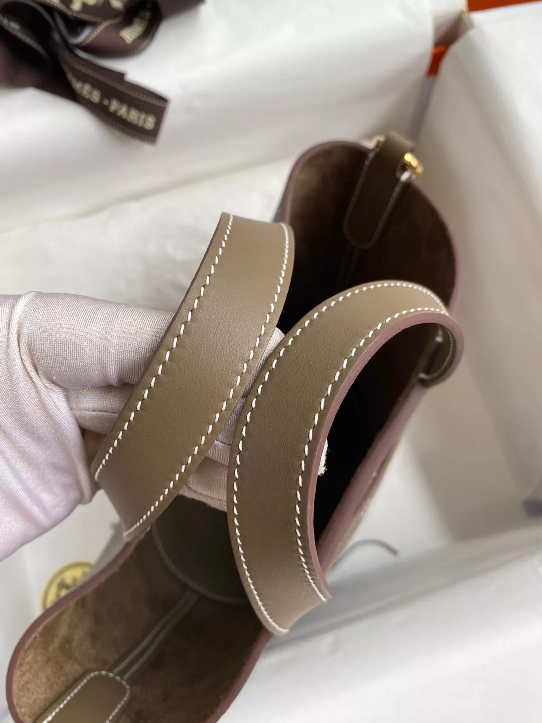 ModernLook 3594 Hermes AAA Quality Handbags In Gold For Women - Image 6