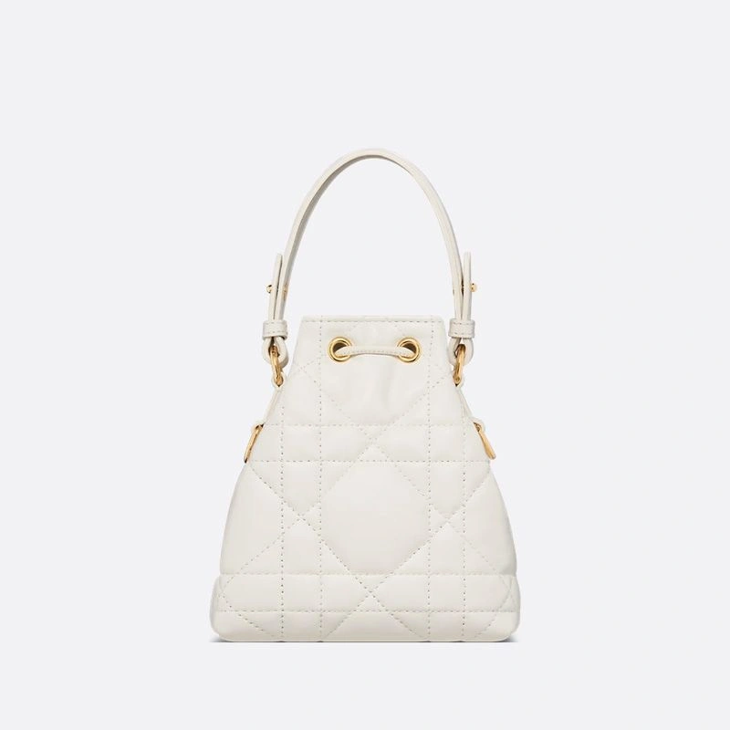 Nano Dior Caro Bucket Bag In Macrocannage Lambskin White SportInspired 9101 - Image 3