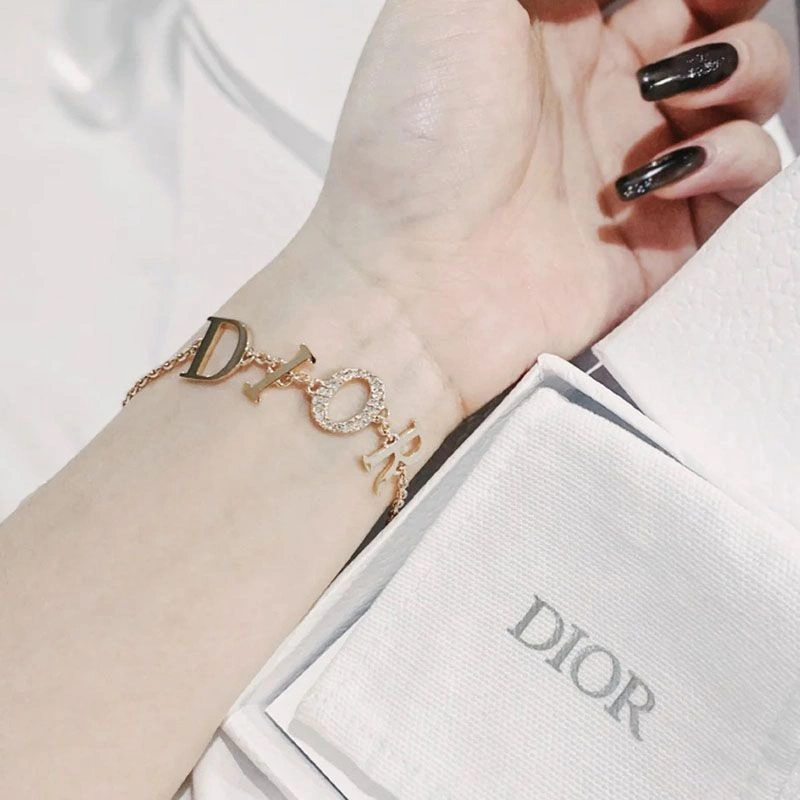 NewStyle 1868 Diorevolution Bracelet Metal And White Crystals Gold - Image 3