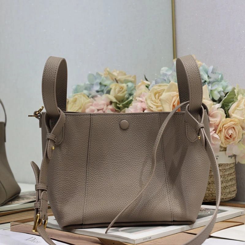 Small Dior Signature Bucket Bag In Grained Calfskin Grey GoAnywhere 8359 - Image 3