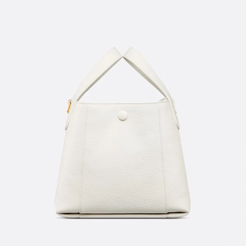 Small Dior Signature Bucket Bag In Grained Calfskin White Comfortable 827 - Image 3