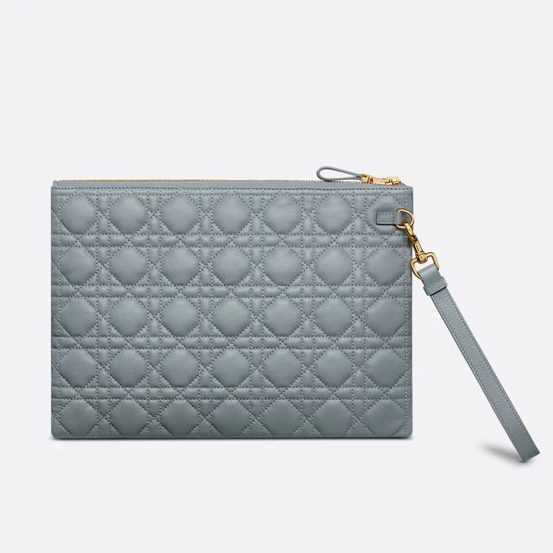 StreetReady 4549 Large Dior Caro Daily Pouch In Supple Cannage Calfskin Sky Blue - Image 3