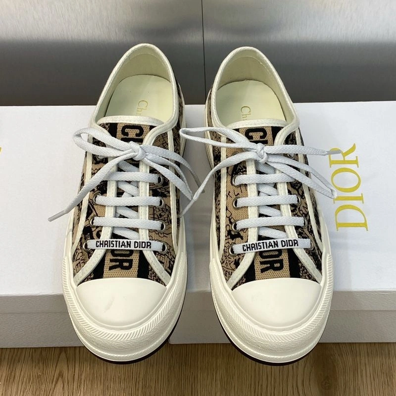 Walk'N'Dior Platform Sneakers Unisex Plan de Paris Motif Canvas Beige StreetReady 1855 - Image 3