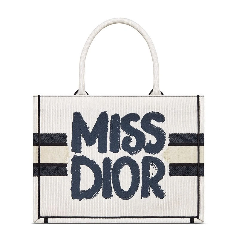 WellDesigned 4236 Dior Book Tote In Miss Dior Graffiti Motif Canvas White - Image 3
