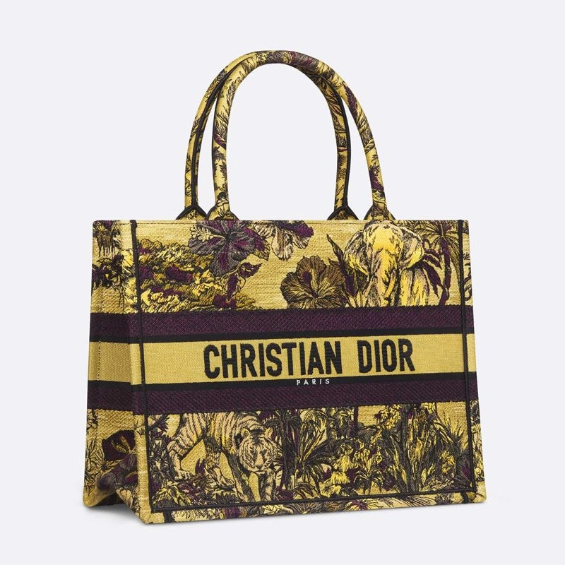 WellDesigned 8218 Dior Book Tote In Toile De Jouy Voyage Motif Canvas Yellow - Image 3