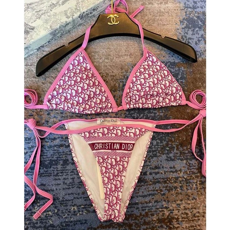 Christian Dior Bikini Women Oblique Motif Lycra Pink - Image 3