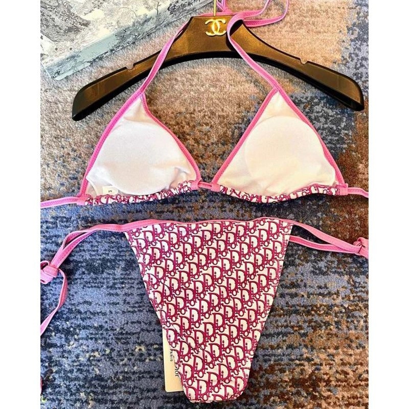 Christian Dior Bikini Women Oblique Motif Lycra Pink - Image 4