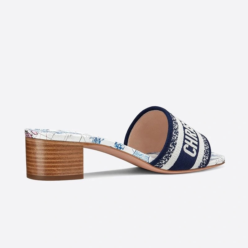 Christian Dior Dway Slides Women Around The World Motif Canvas Blue - Image 4