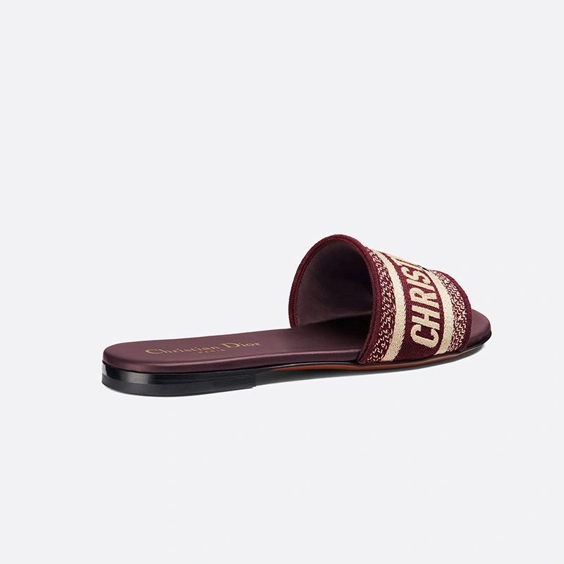 Christian Dior Dway Slides Women Canvas Burgundy - Image 3