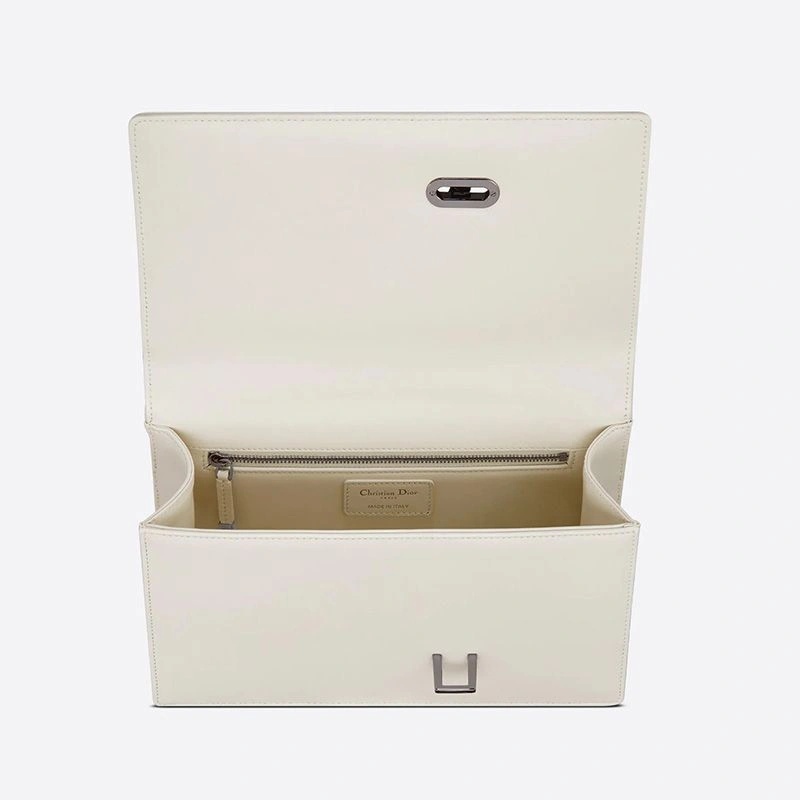 Dior 30 Montaigne Chain Bag with Handle Maxicannage Lambskin White - Image 4