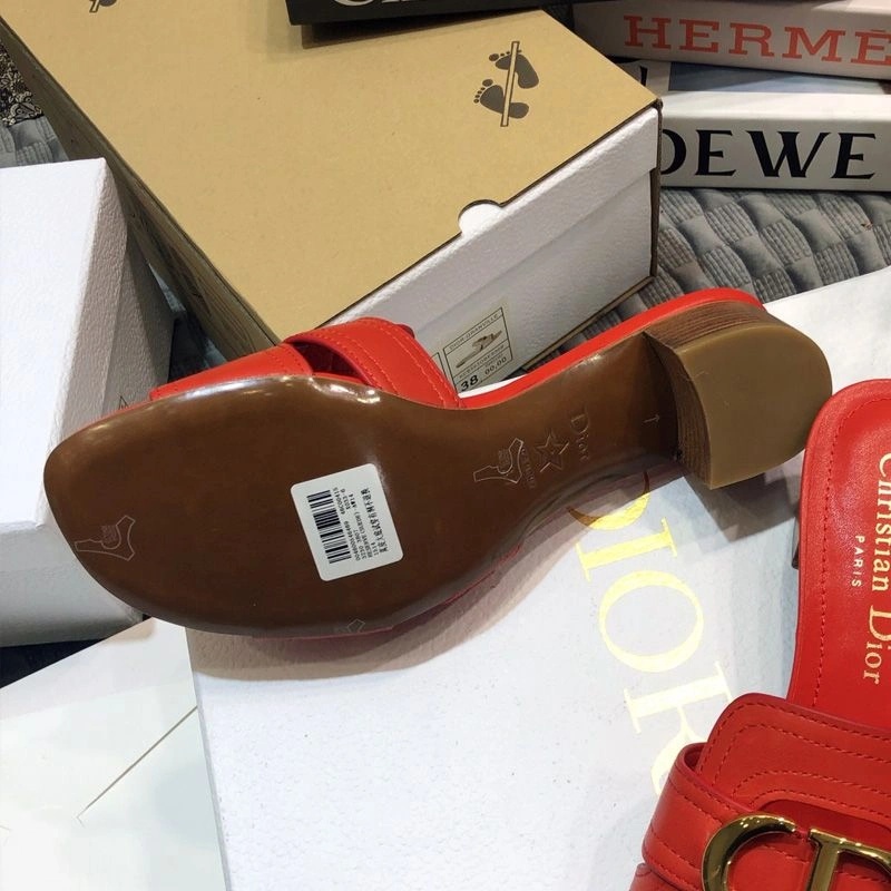 Dior 30 Montaigne Slides Women Calfskin Red - Image 5