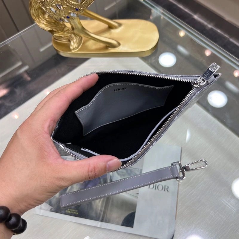 Dior A5 Pouch CD Diamond Canvas Grey - Image 4