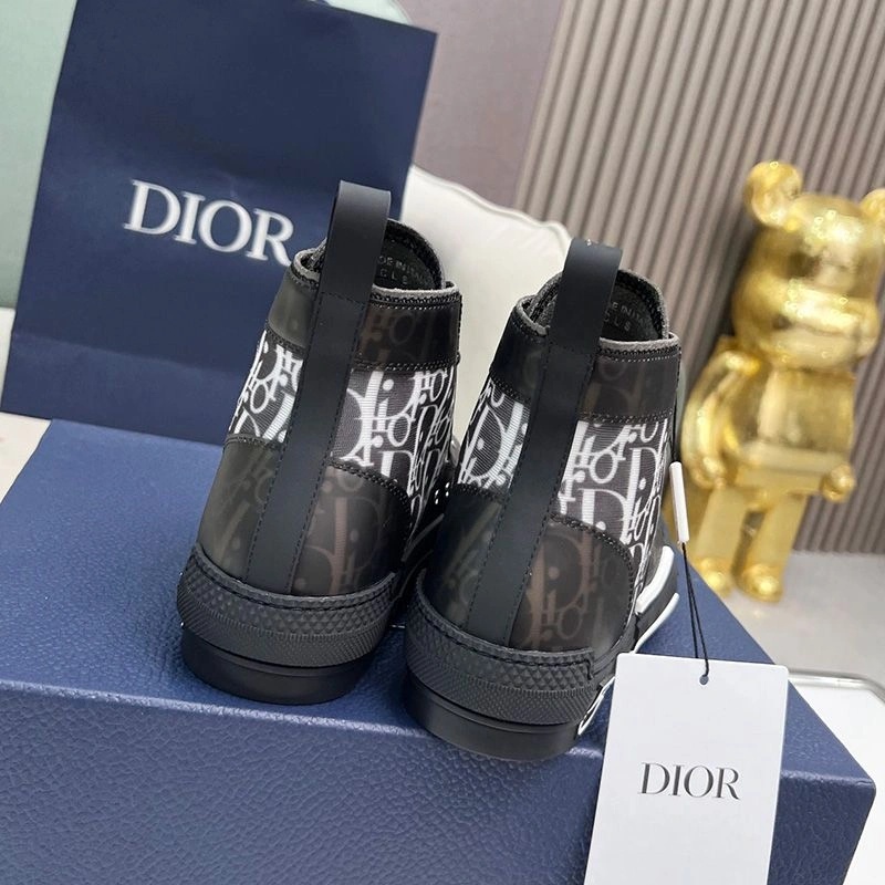 Dior B23 High-Top Sneakers Unisex Oblique Motif Canvas Black - Image 3