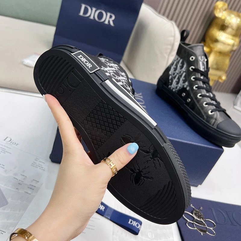 Dior B23 High-Top Sneakers Unisex Oblique Motif Canvas Black - Image 4