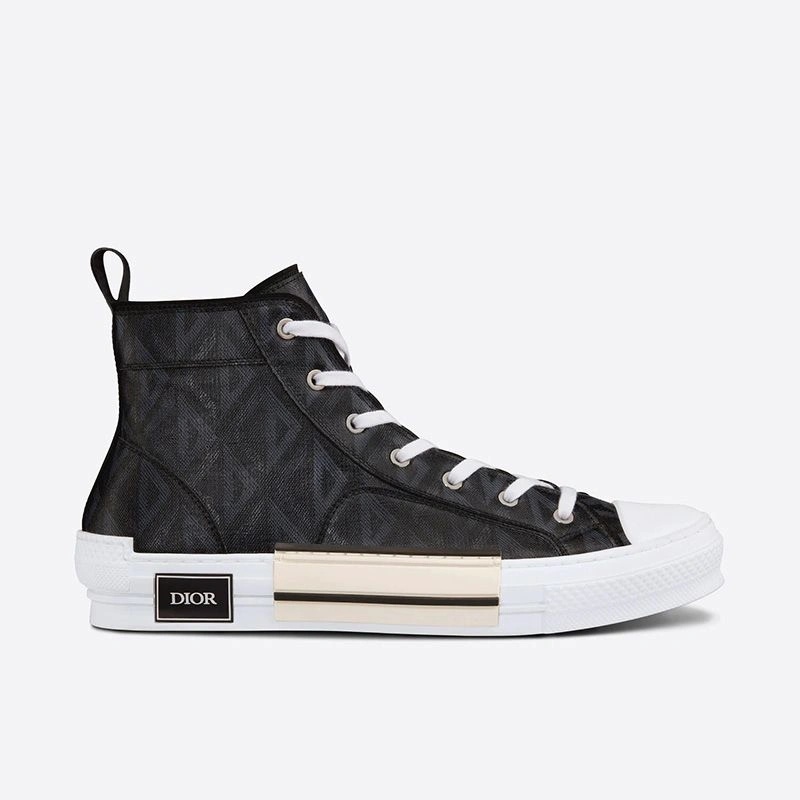 Dior B23 High-Top Sneakers Unisex CD Diamond Motif Canvas Black - Image 4