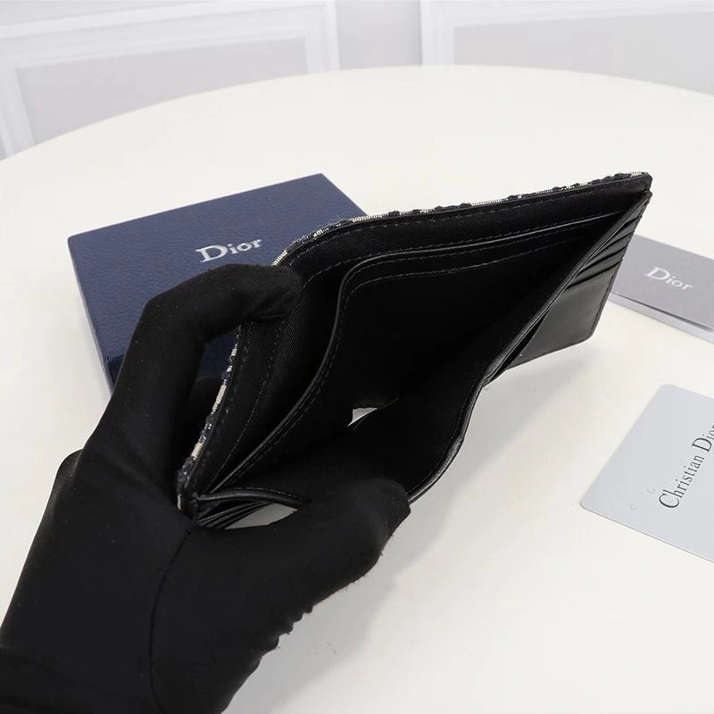 Dior Bi-Fold Wallet Oblique Motif Canvas Blue - Image 5