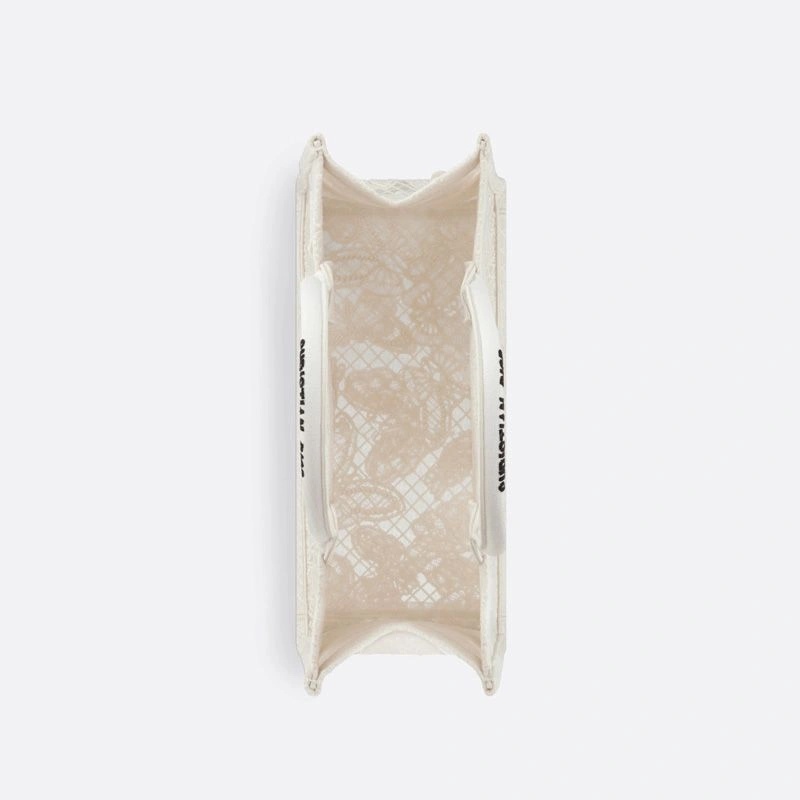 Dior Book Tote D-Lace Butterfly Motif Canvas White - Image 3