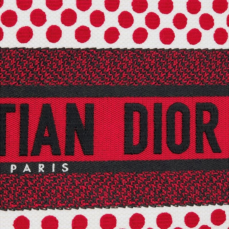 Dior Book Tote Dots Motif Canvas Red - Image 4