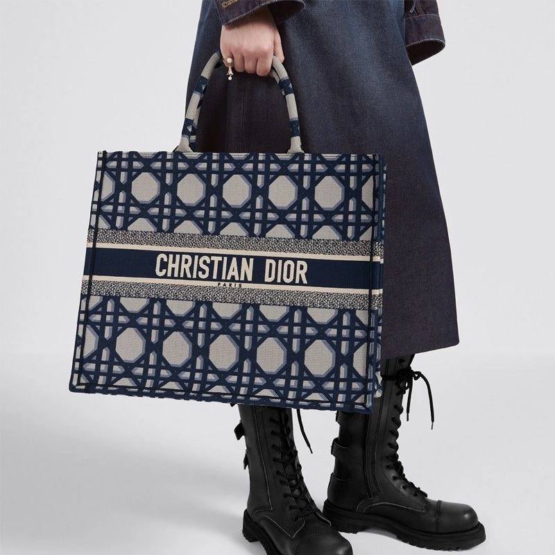 Dior Book Tote Macrocannage Motif Canvas Blue - Image 5