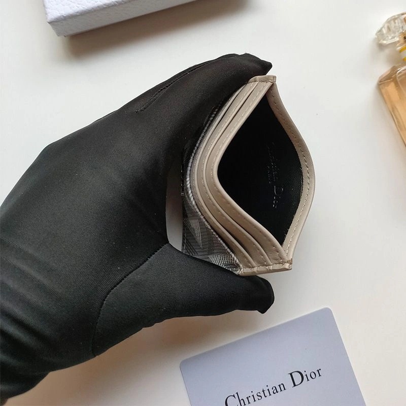 Dior Card Holder CD Diamond Motif Calfskin Grey - Image 3