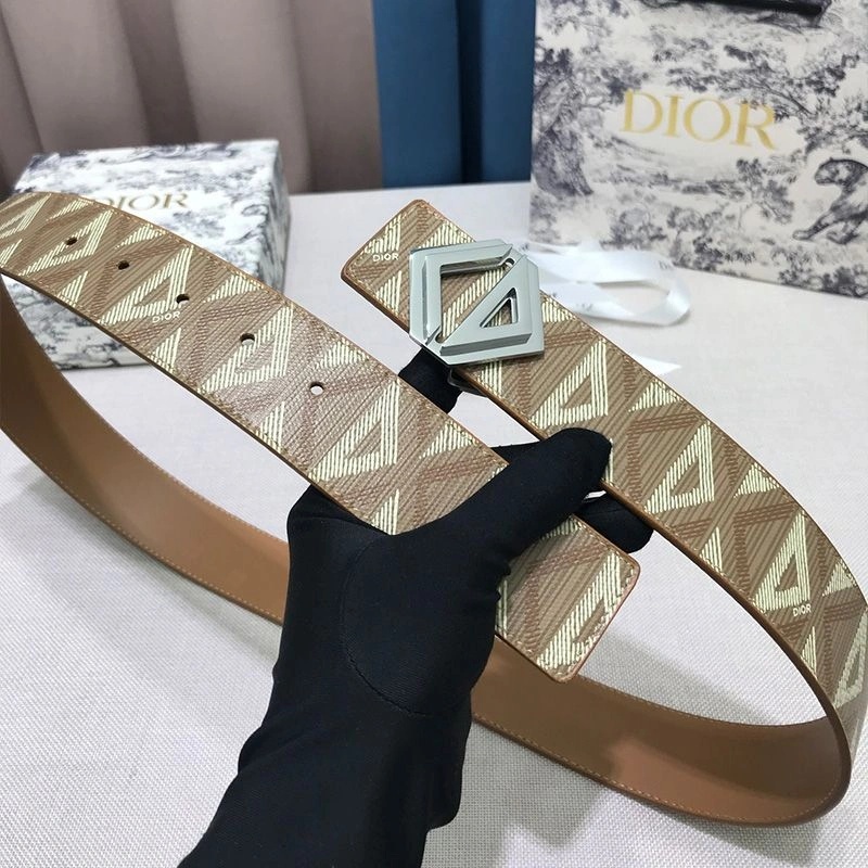 Dior CD Diamond Buckle Reversible Belt CD Diamond Motif Canvas Brown - Image 3