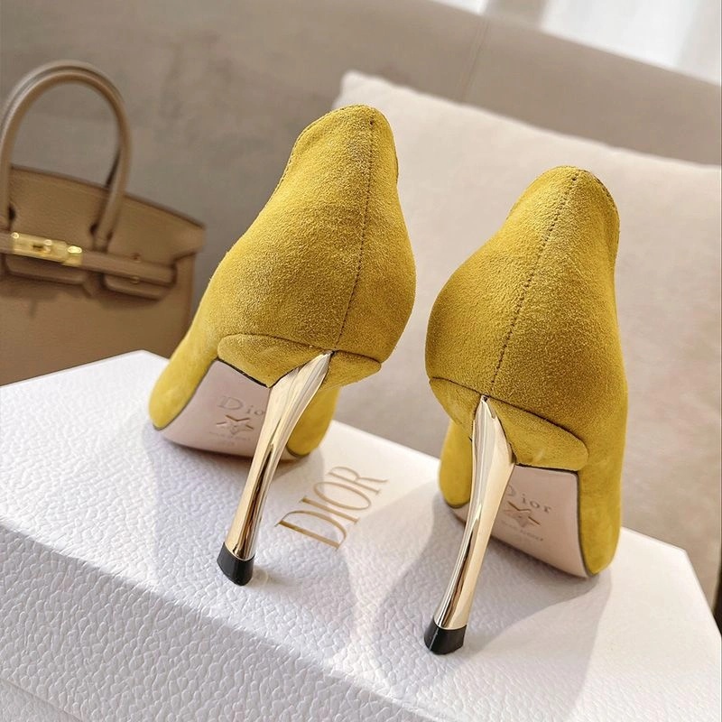 Dior D-Fame Pumps Women Suede Yellow - Image 3