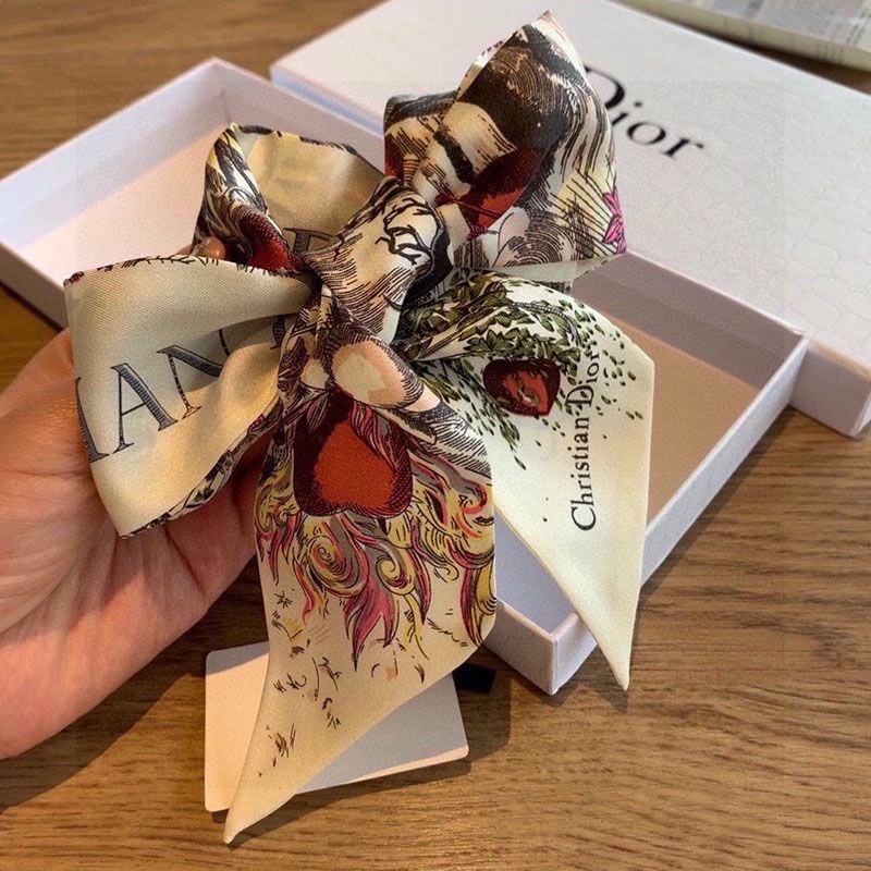 Dior Mitzah Twill Abcdior Heart Motif Silk Beige - Image 4