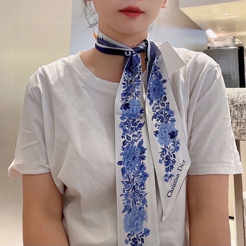 Dior Mitzah Twill Jardin d'Hiver Motif Silk Blue - Image 3