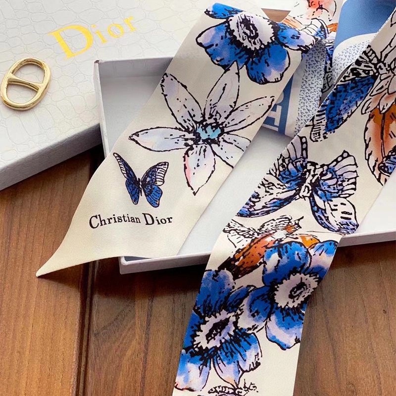 Dior Mitzah Twill Le Jugement Motif Silk Blue - Image 4