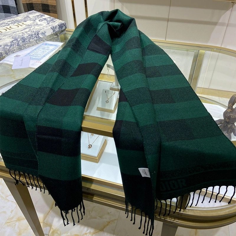 Dior Scarf Check'N'Dior Motif Wool and Angora Green - Image 3