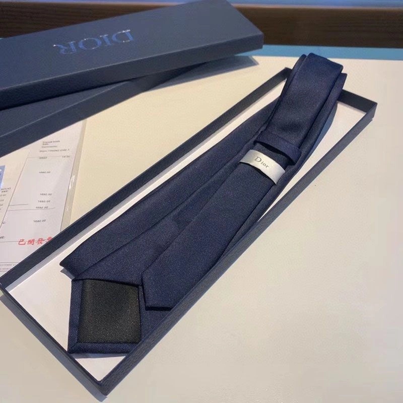 Dior Tie Shawn Bee Motif Silk Navy Blue - Image 3