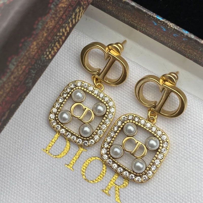 Dior Tribales Earrings Gold-finish Metal, White Resin Pearls And White Crystals Gold - Image 3