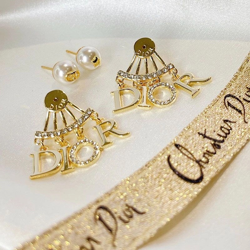 Dior Tribales Earrings Metal, White Crystals And White Resin Pearls Gold - Image 3