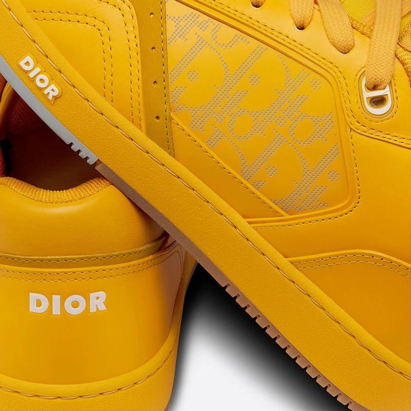 Dior B27 Sneakers Unisex World Tour Onlique Galaxy Calfskin and Suede Yellow - Image 4
