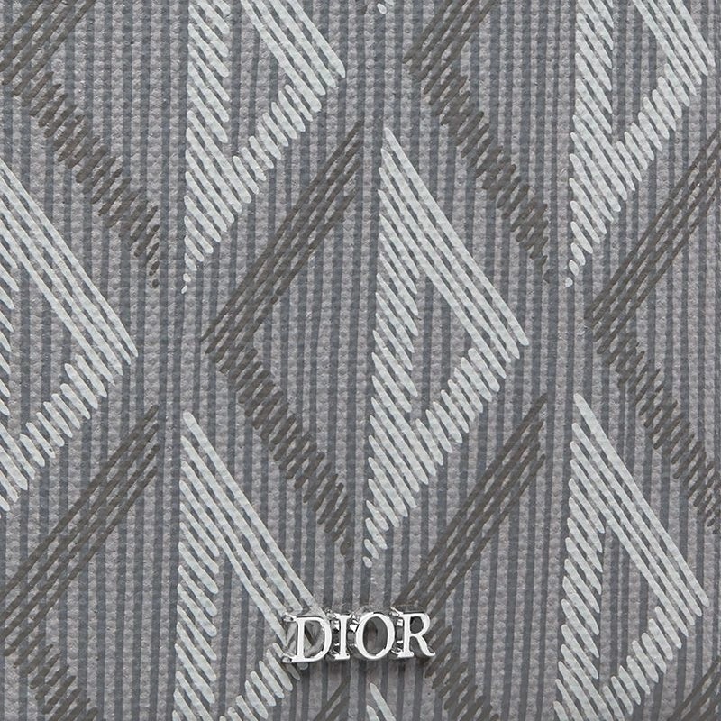 Large Dior Vertical Wallet CD Diamond Motif Canvas Grey - Image 4