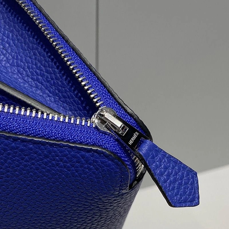 Hermes Azap Wallet Togo Leather Palladium Hardware In Blue - Image 4