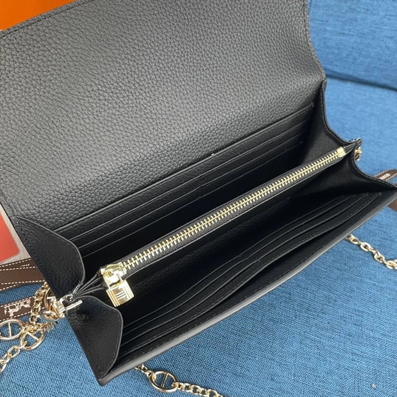 Hermes Constance Wallet with Chain Togo Leather Gold Hardware In Black - Image 4