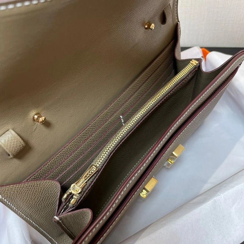 Hermes Constance To Go Wallet Epsom Leather Gold Hardware In Khaki - Image 3