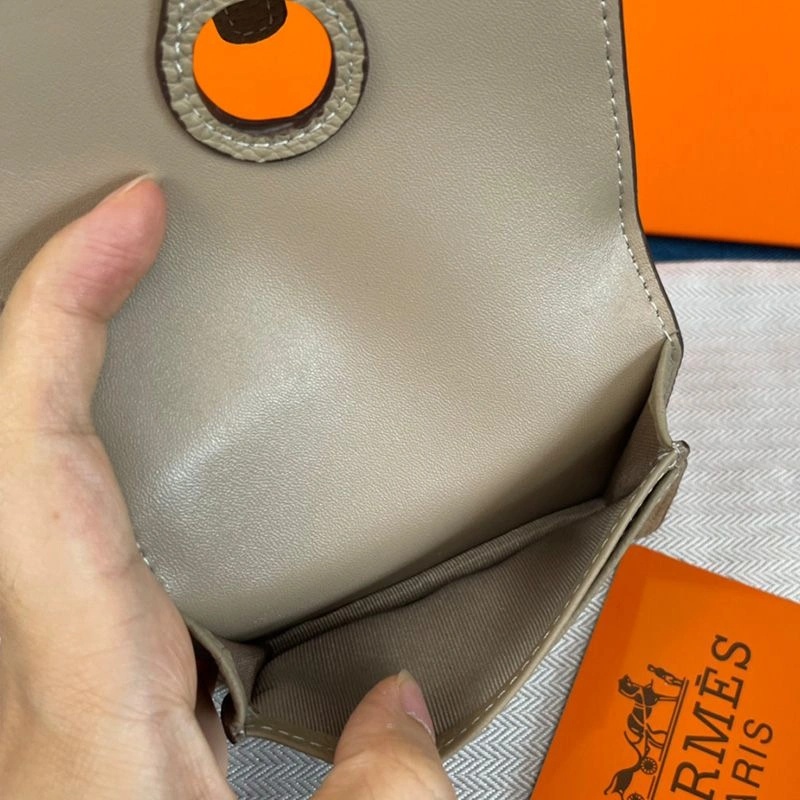 Hermes Dogon Card Holder Togo Leather Palladium Hardware In Grey - Image 4