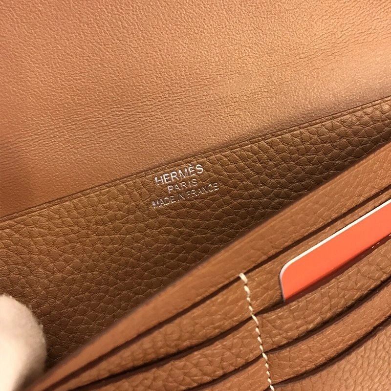 Hermes Dogon Long Wallet Togo Leather Palladium Hardware In Brown - Image 4