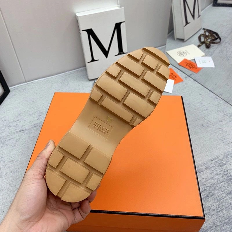 Hermes Fresh Ankle Boots Women Calfskin and Parachute with Logo Emblem In Orange - Image 5