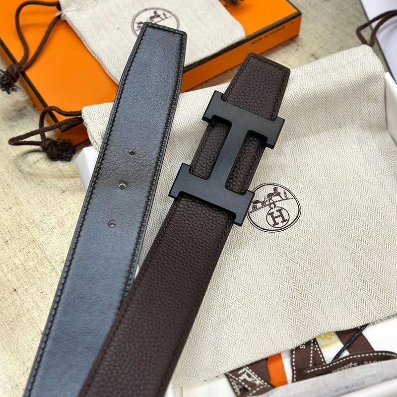 Hermes H Logo 38 Reversible Belt Calfskin In Coffee Black - Image 3