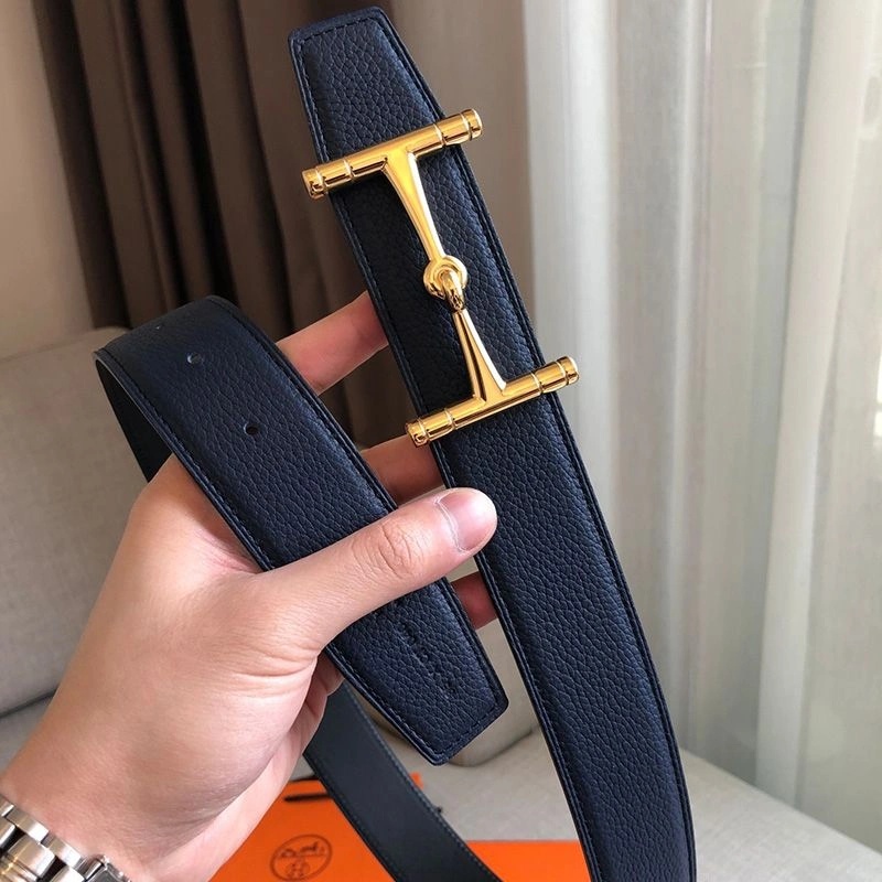Hermes H Hippique Buckle 38MM Reversible Belt Togo Leather In Navy Blue - Image 3