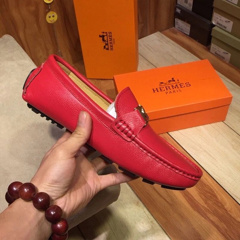 Hermes Loafers Men Togo Leather In Red - Image 3