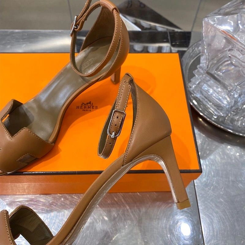 Hermes Premiere 70 Sandals Women Calfskin In Brown - Image 4