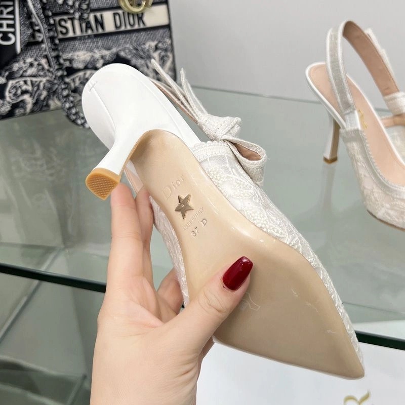 J'Adior Slingback Pumps Women Butterfly Motif Transparent Mesh White - Image 3