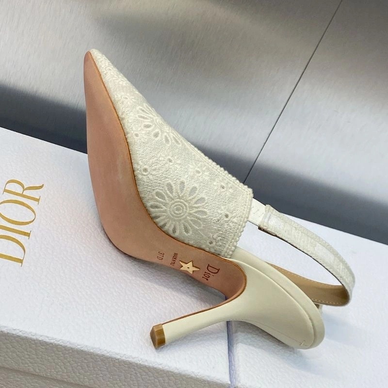 J'Adior Slingback Pumps Women Saint-Gall Floral Motif Mesh White - Image 3