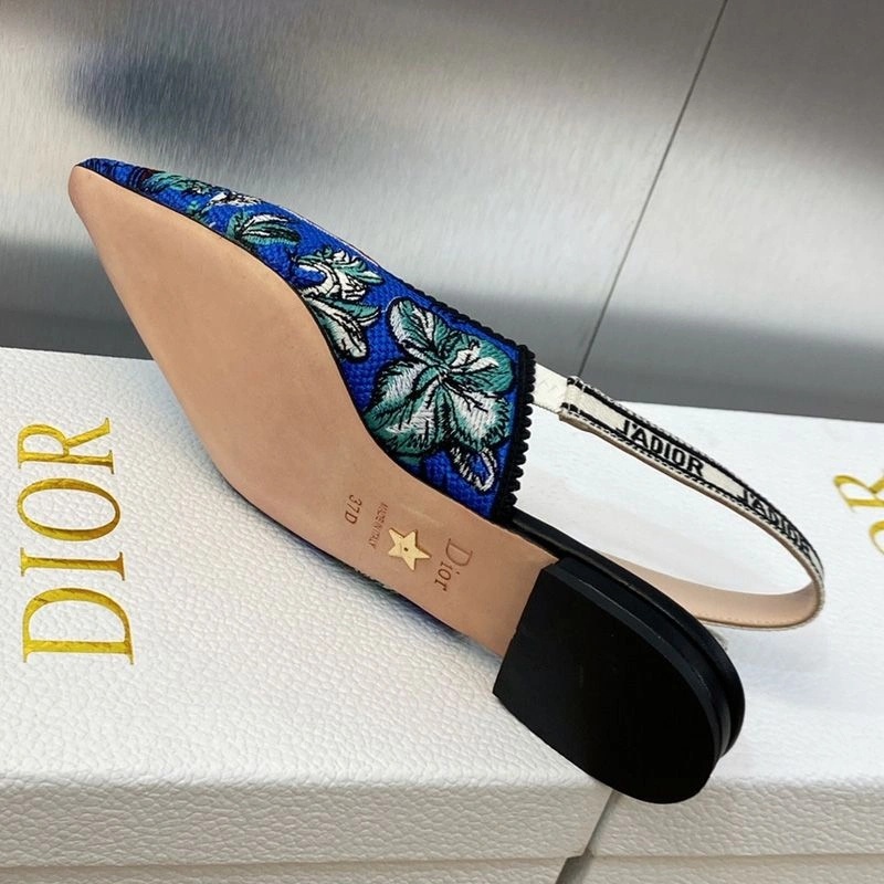 J'Adior Slingback Pumps Women Toile de Jouy Voyage Motif Canvas Blue Green - Image 7