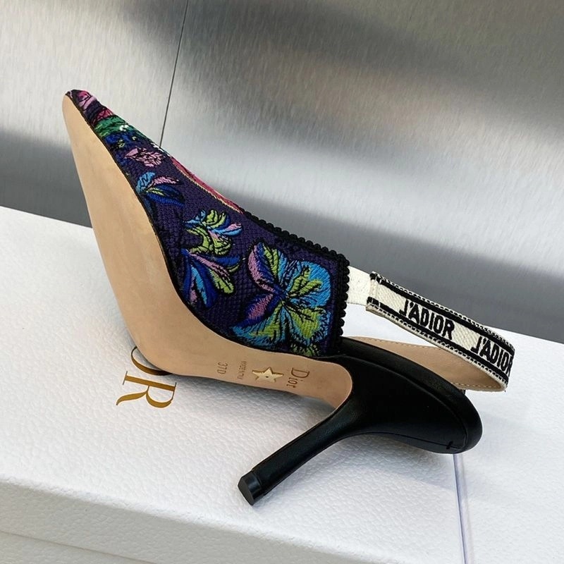 J'Adior Slingback Pumps Women Toile de Jouy Voyage Motif Canvas Multi Blue - Image 3