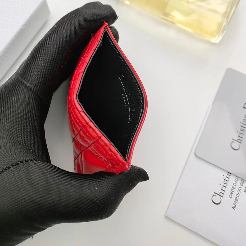 Lady Dior Card Holder Patent Cannage Calfskin Red - Image 3